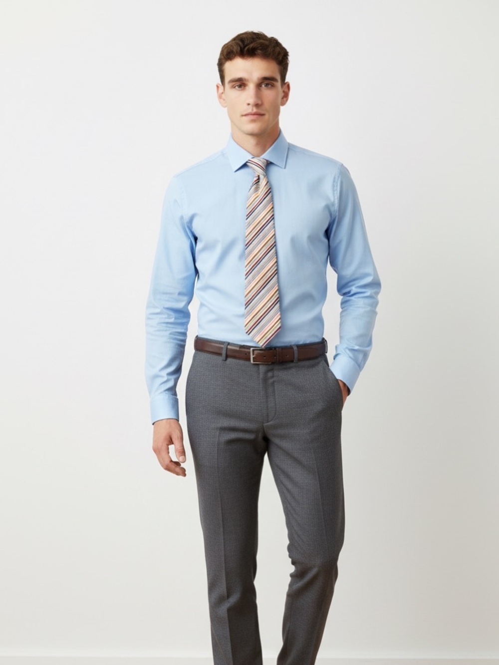 VanHeusen | 100% Silk | Striped Multicolor Men's Tie | Stain Resistent